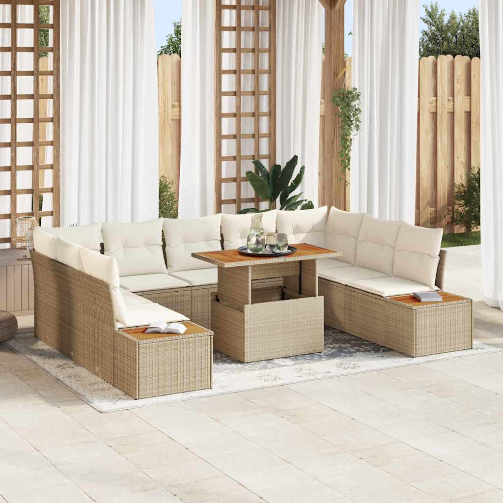 Garten Essgruppe mit Kissen 10 pcs Beige und Creme