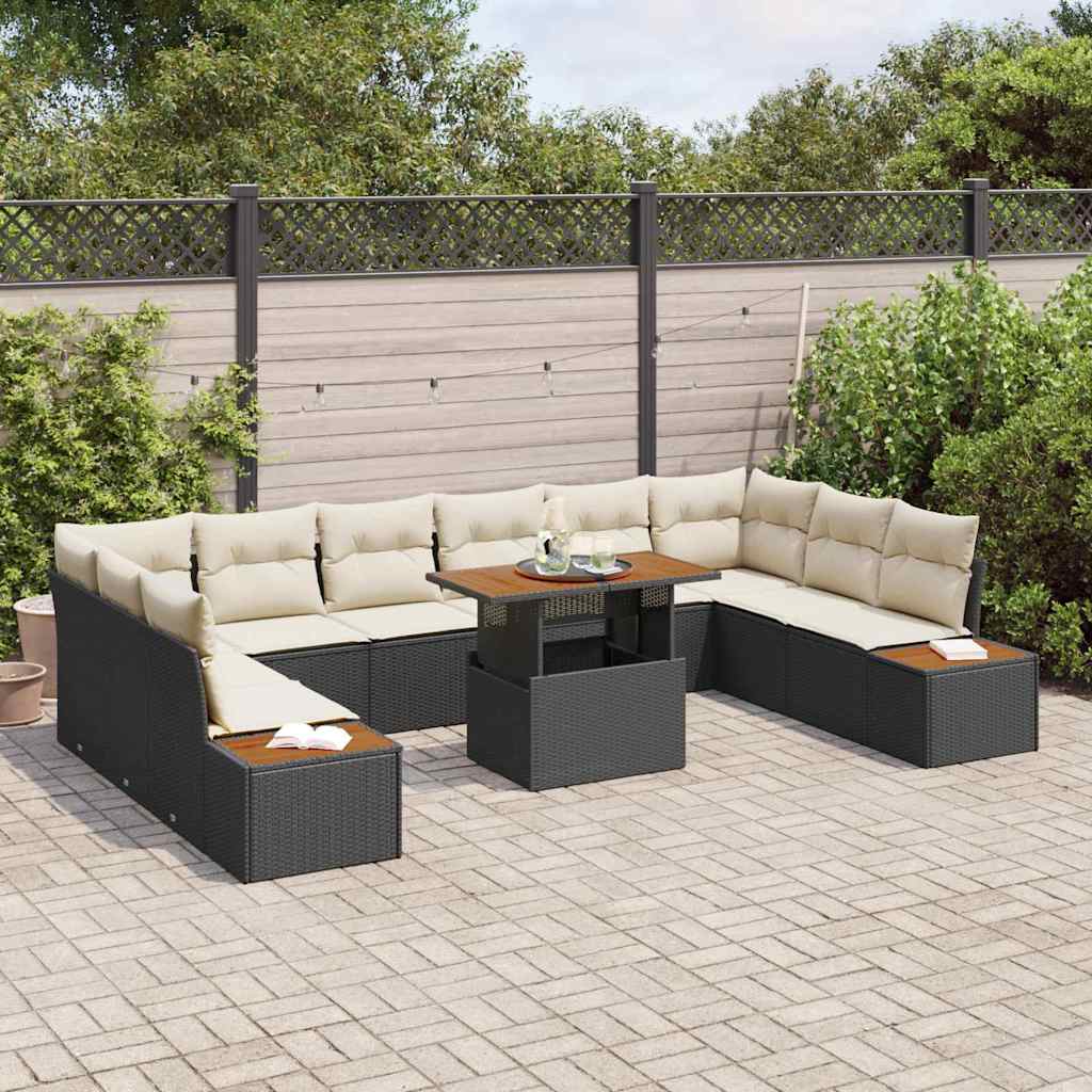 Garten Essgruppe mit Kissen 11 pcs Schwarz und Beige