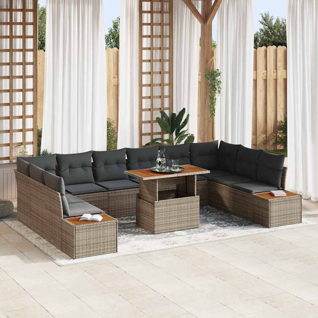 Garten Essgruppe mit Kissen 11 pcs Grau und Braun