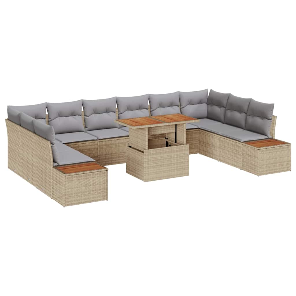 Garten Essgruppe mit Kissen 11 pcs Beige und Grau