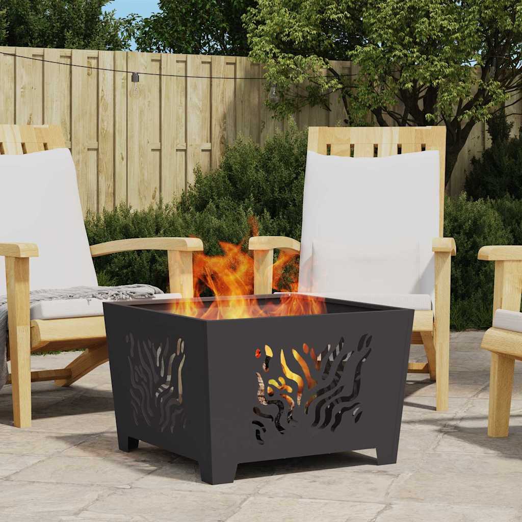 Feuerstelle Schwarz 60 x 60 x 40 cm Stahl