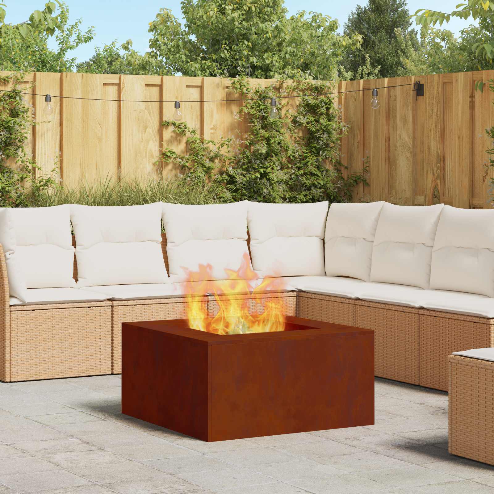 Feuerstelle Braun 80 x 80 x 40 cm Wetterfeststahl