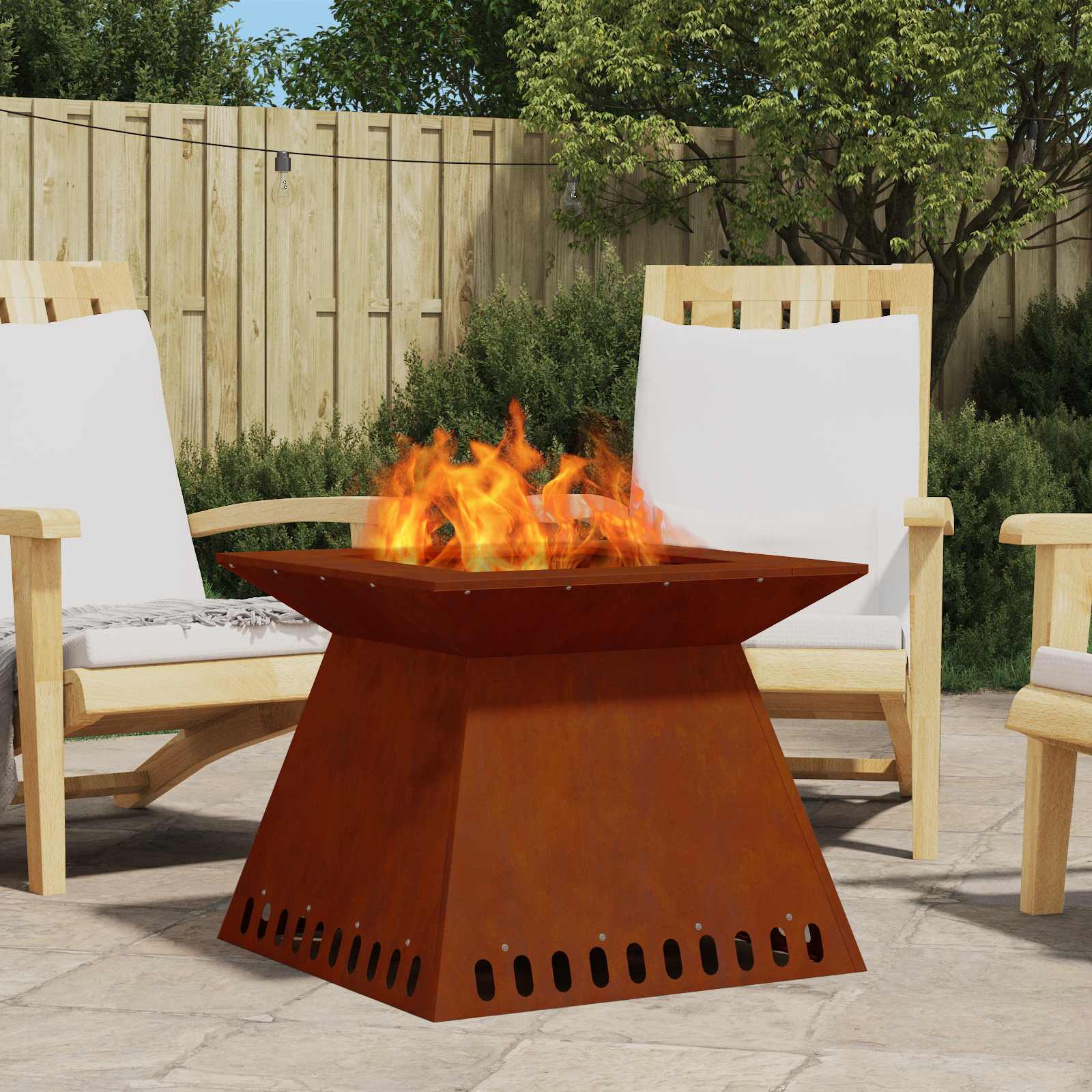 Feuerstelle Braun 60 x 60 x 50 cm Wetterfeststahl