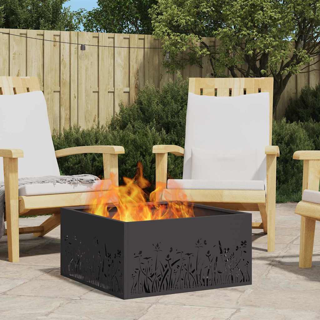 Feuerstelle Schwarz 60 x 60 x 30 cm Stahl