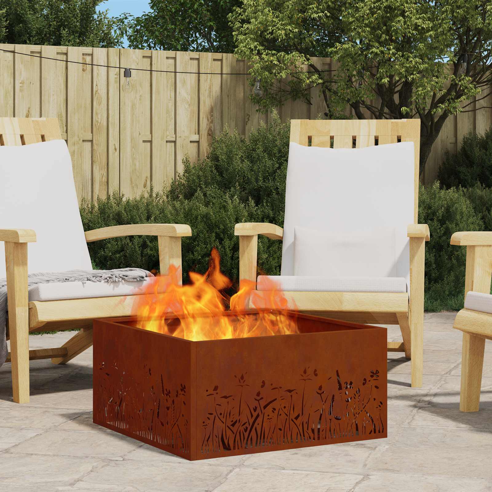 Feuerstelle Braun 60 x 60 x 30 cm Wetterfeststahl