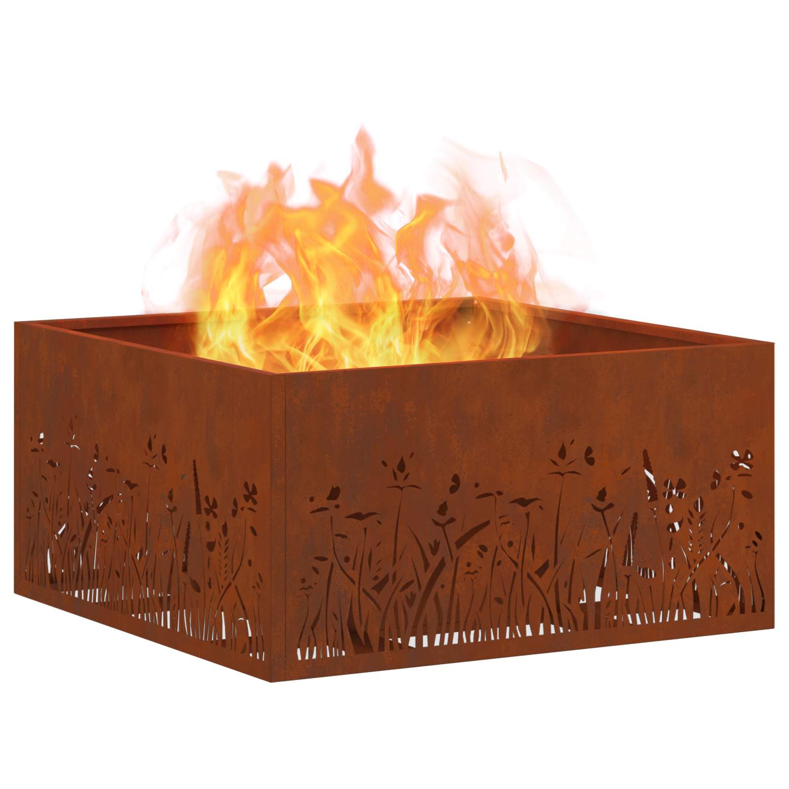 Feuerstelle Braun 60 x 60 x 30 cm Wetterfeststahl