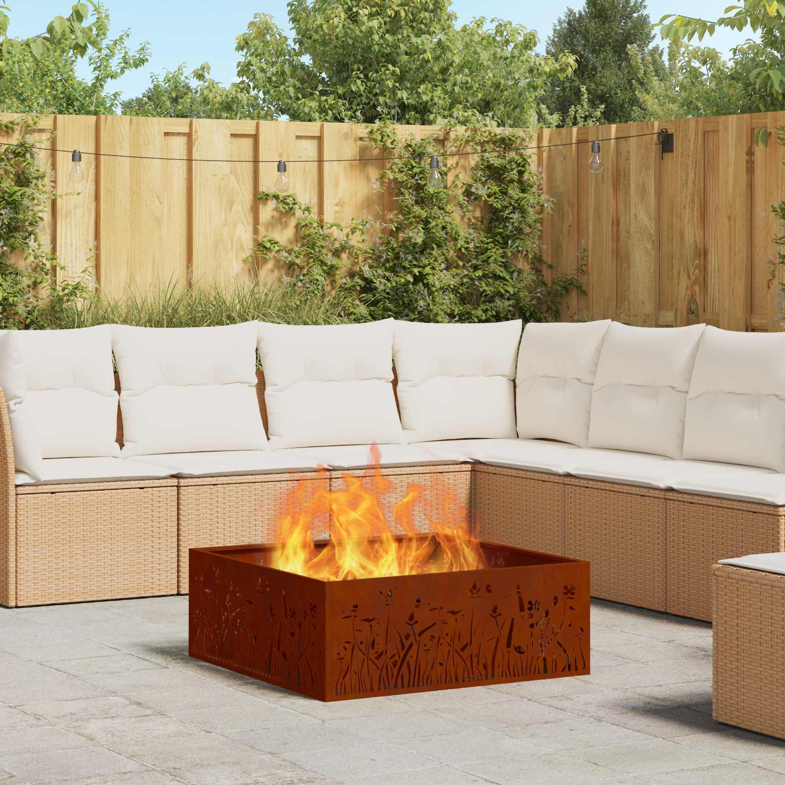Feuerstelle Braun 80 x 80 x 30 cm Wetterfeststahl