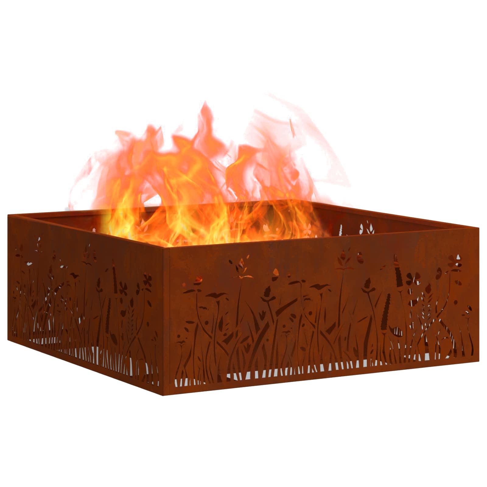 Feuerstelle Braun 80 x 80 x 30 cm Wetterfeststahl