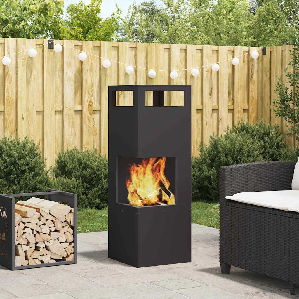 Feuerstelle Schwarz 35 x 35 x 100 cm Stahl