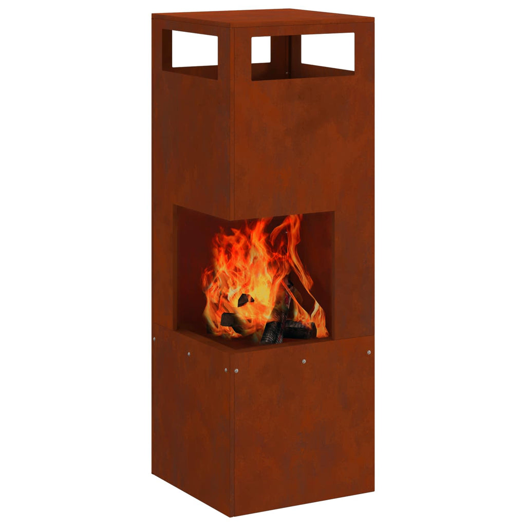 Feuerstelle Braun 35 x 35 x 100 cm Wetterfeststahl