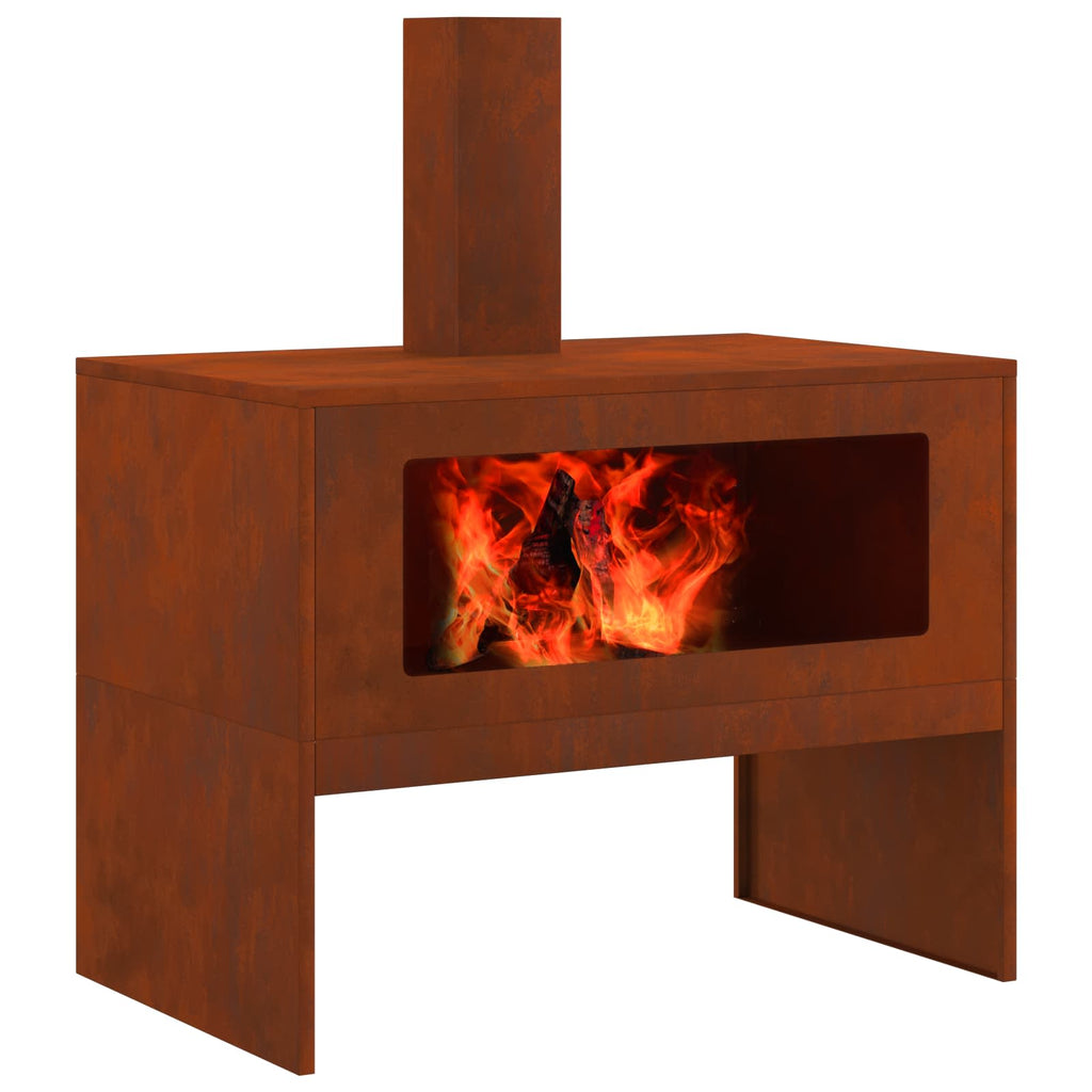 Feuerstelle Braun 80 x 50 x 96 cm Wetterfeststahl