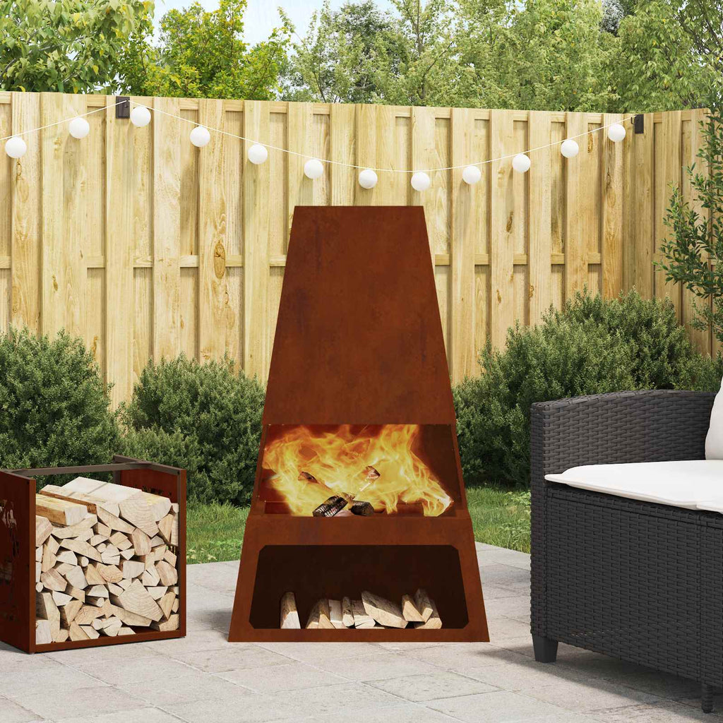 Feuerstelle Braun 60 x 35 x 100 cm Wetterfeststahl