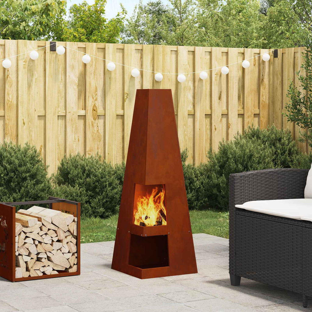 Feuerstelle Braun 35 x 35 x 100 cm Wetterstahl