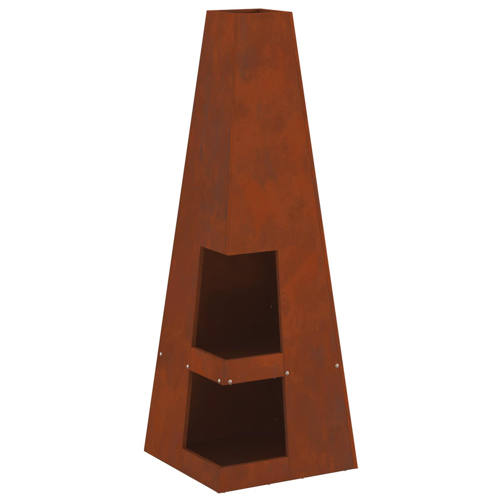 Feuerstelle Braun 35 x 35 x 100 cm Wetterstahl