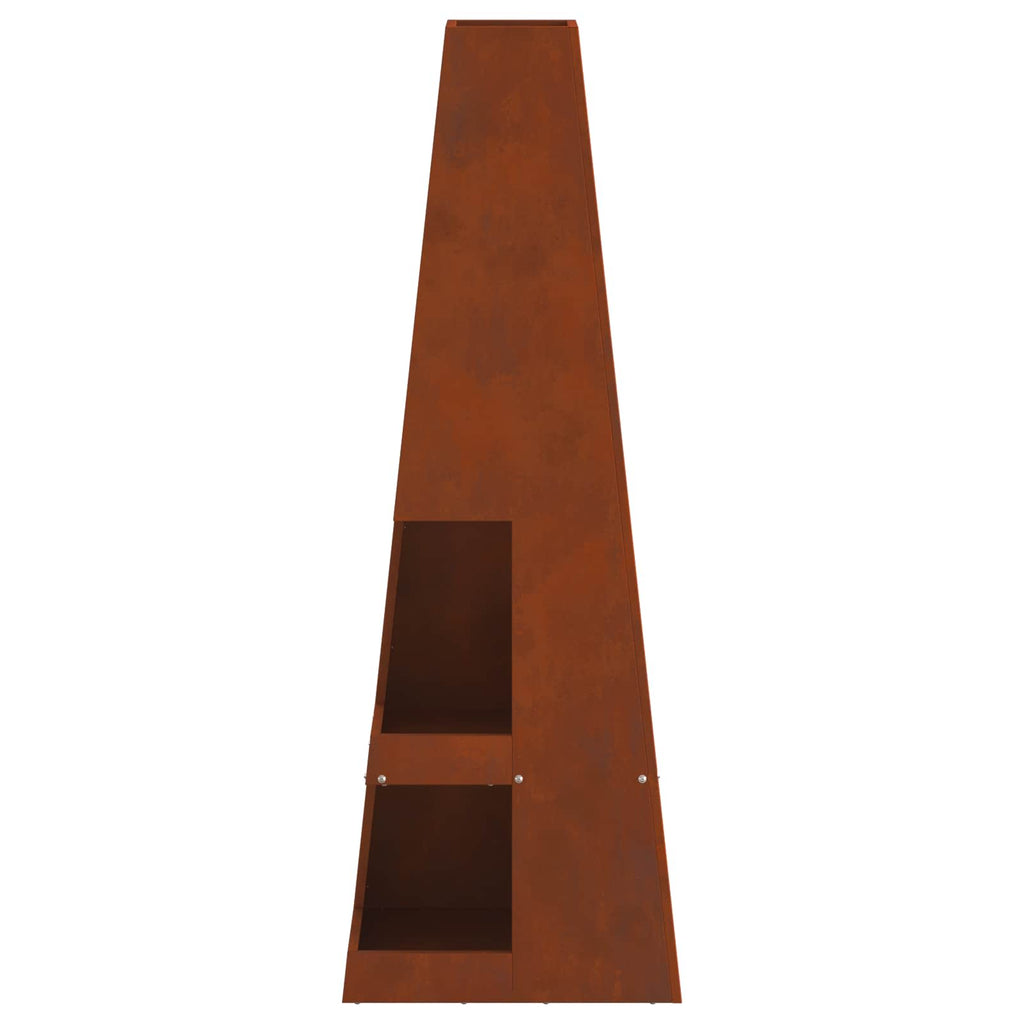 Feuerstelle Braun 35 x 35 x 100 cm Wetterstahl