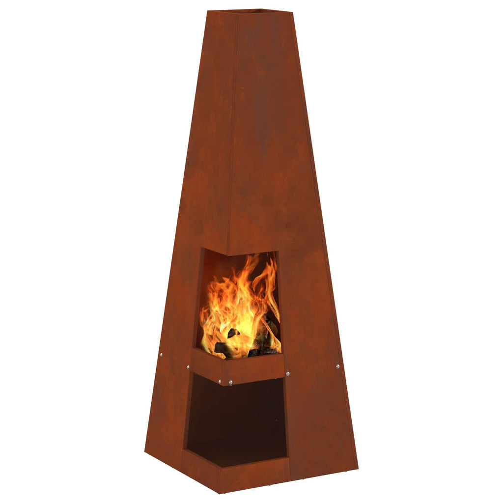Feuerstelle Braun 35 x 35 x 100 cm Wetterstahl