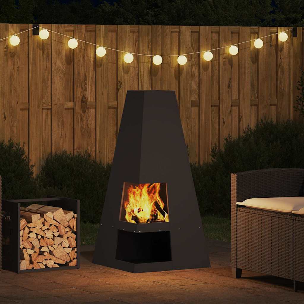 Feuerstelle Schwarz 50 x 50 x 100 cm Stahl