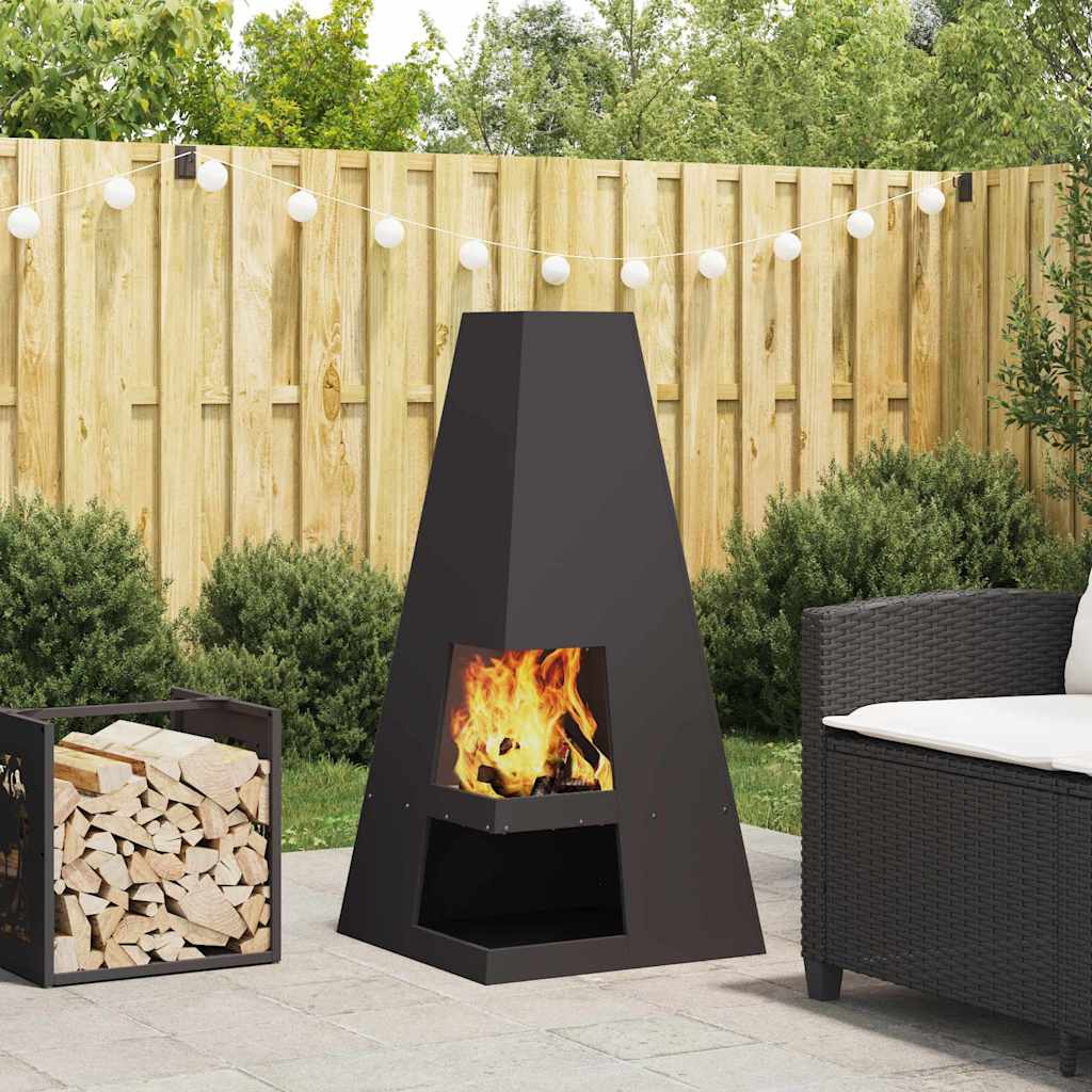 Feuerstelle Schwarz 50 x 50 x 100 cm Stahl