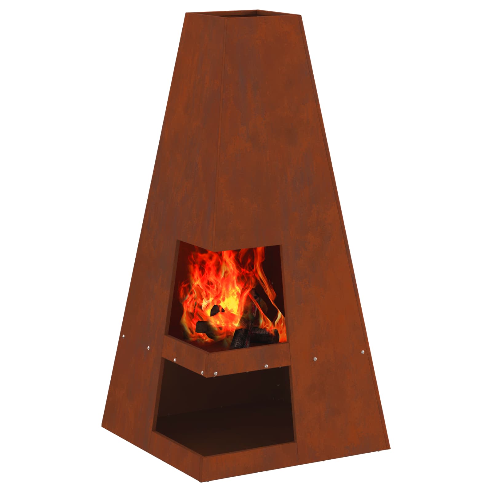 Feuerstelle Braun 50 x 50 x 100 cm Wetterfeststahl