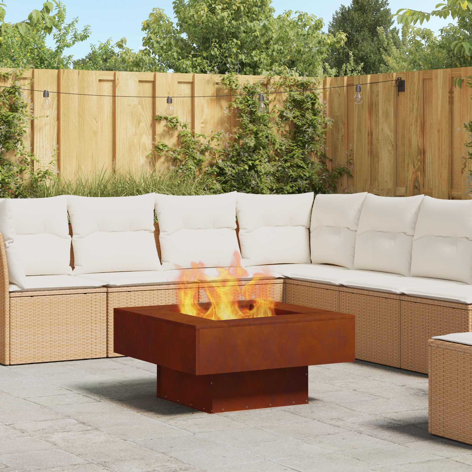 Feuerstelle Braun 80 x 80 x 40 cm Wetterfeststahl