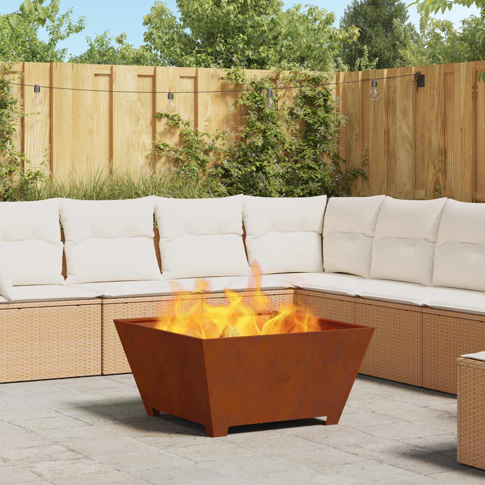 Feuerstelle Braun 80 x 80 x 40 cm Wetterfeststahl