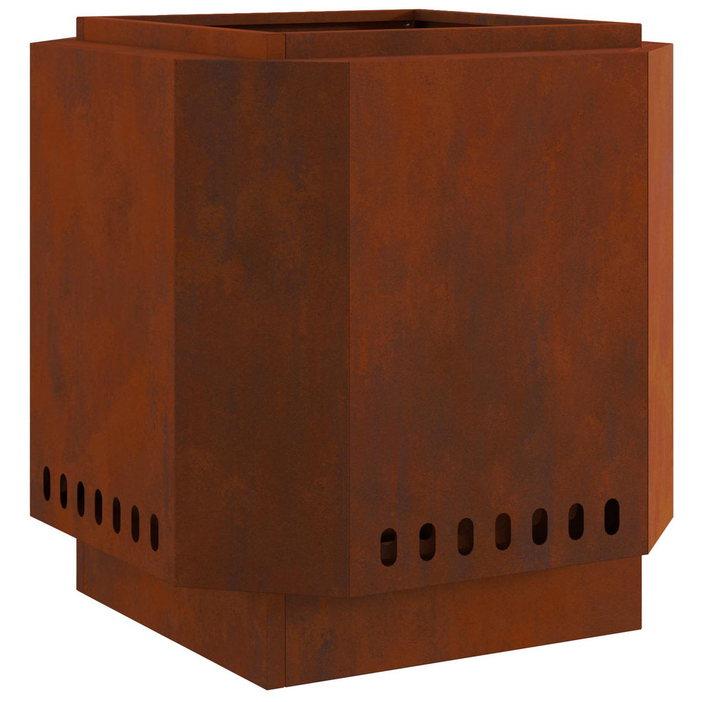 Rauchfreier Feuerkorb Rostig 48 x 48 x 51 cm Wetterfeststahl