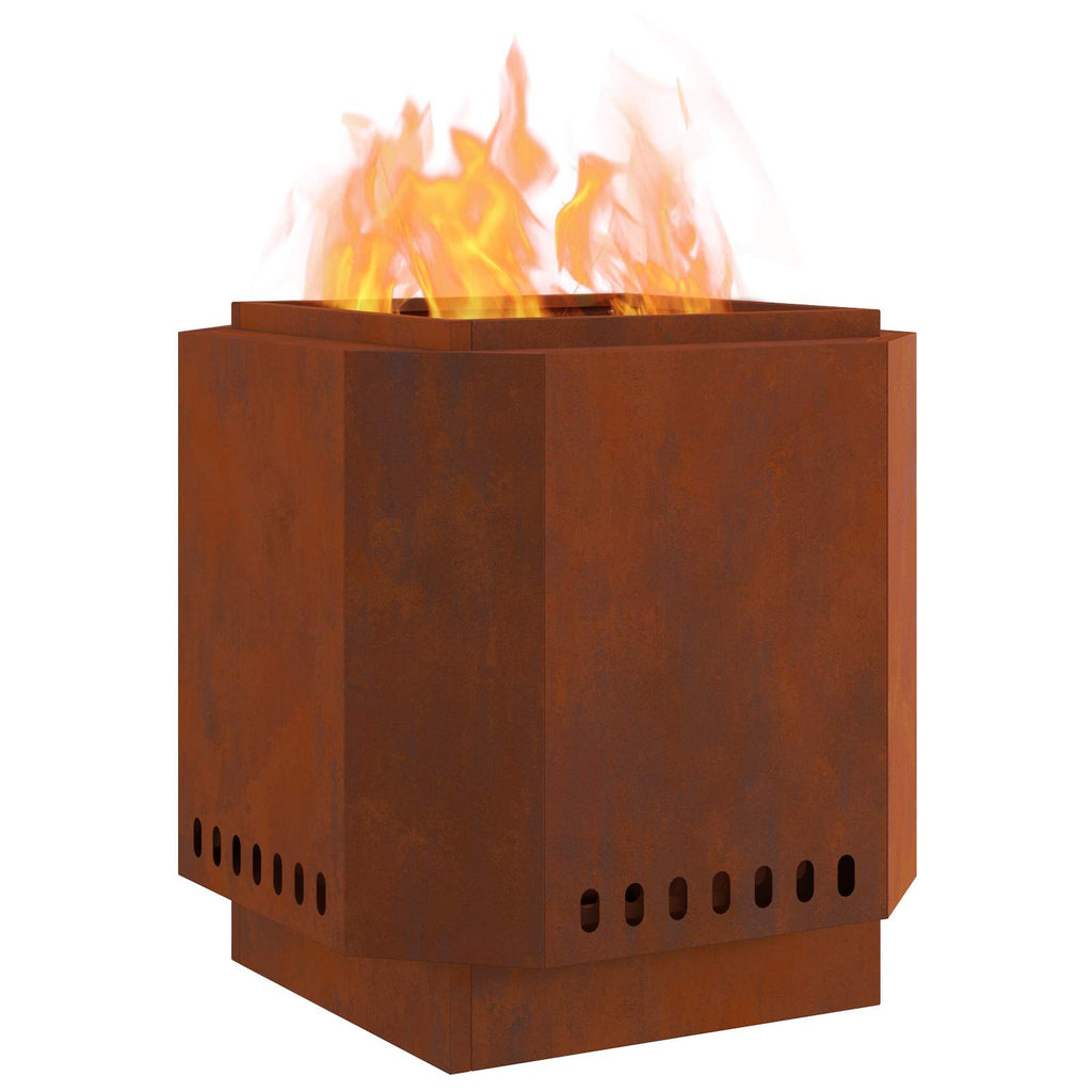 Rauchfreier Feuerkorb Rostig 48 x 48 x 51 cm Wetterfeststahl