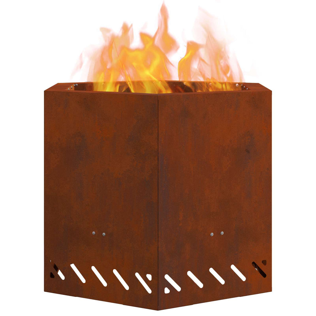 Rauchfreier Feuerkorb Braun 58 x 58 x 51 cm Wetterfeststahl