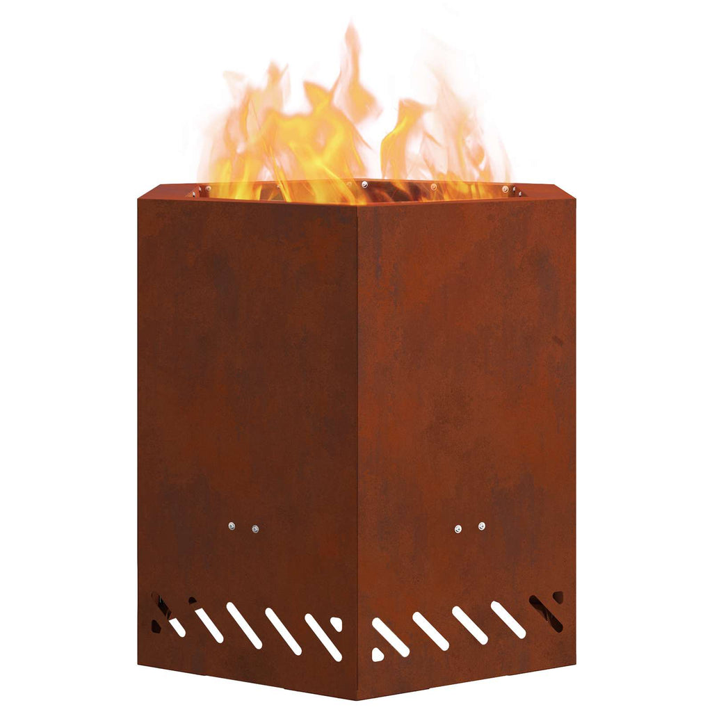 Rauchfreier Feuerkorb Braun 48 x 48 x 51 cm Wetterfeststahl