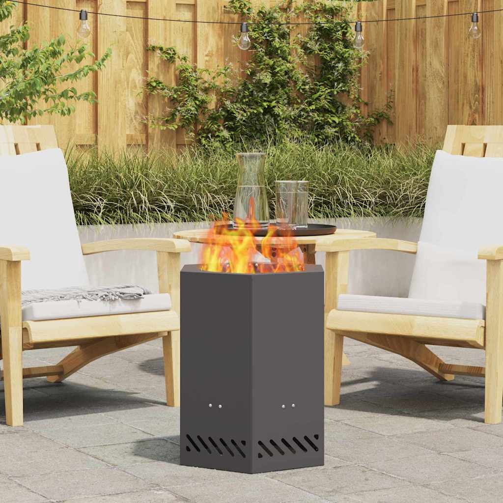 Rauchfreier Feuerkorb Schwarz 38 x 38 x 51 cm Stahl