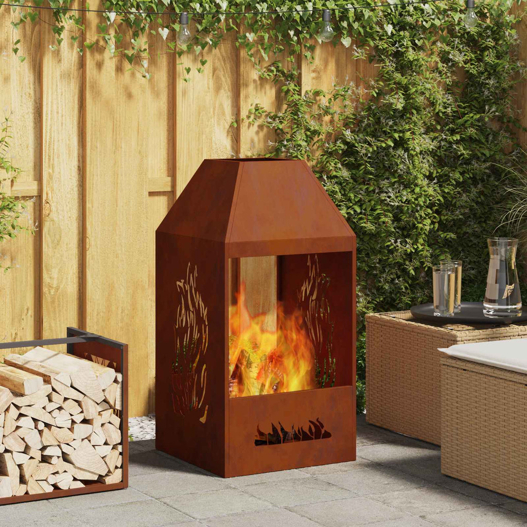 Feuerstelle Braun 50 x 50 x 100 cm Wetterstahl
