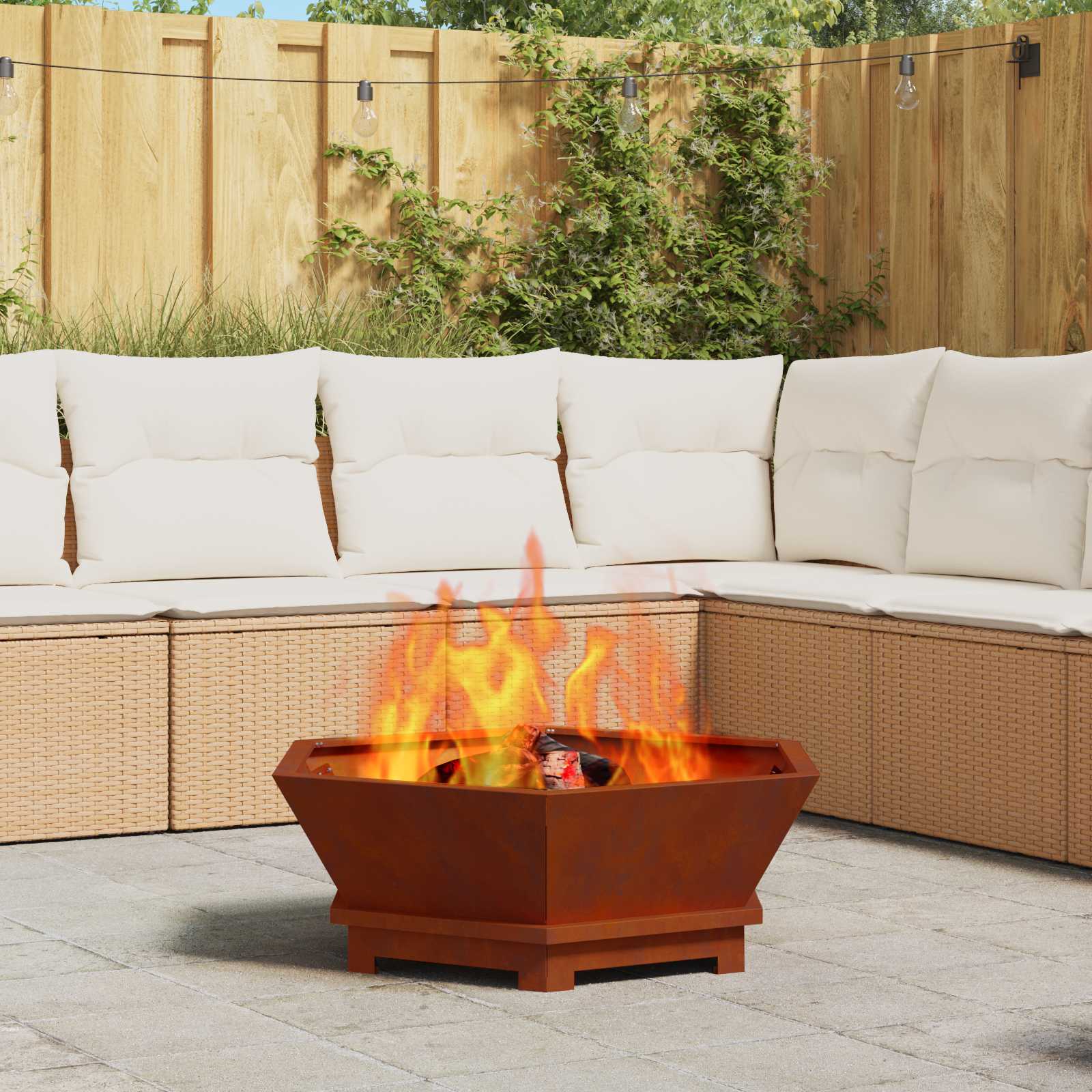 Feuerstelle Braun 75 x 75 x 28 cm Wetterfeststahl