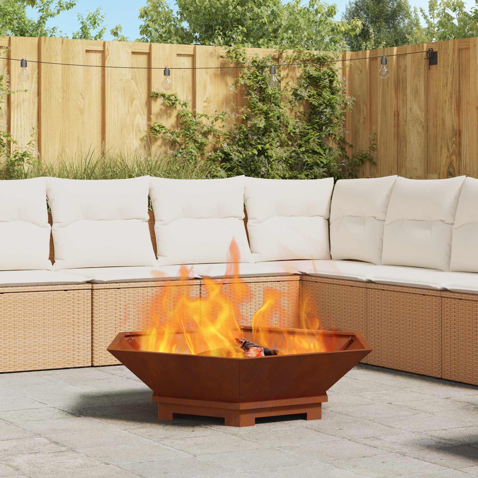 Feuerstelle Braun 100 x 100 x 28 cm Wetterfeststahl