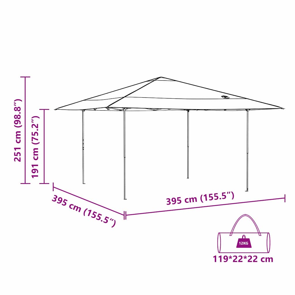 Pavillon-Zelt Orange 395 x 395 x 251 cm Stoff