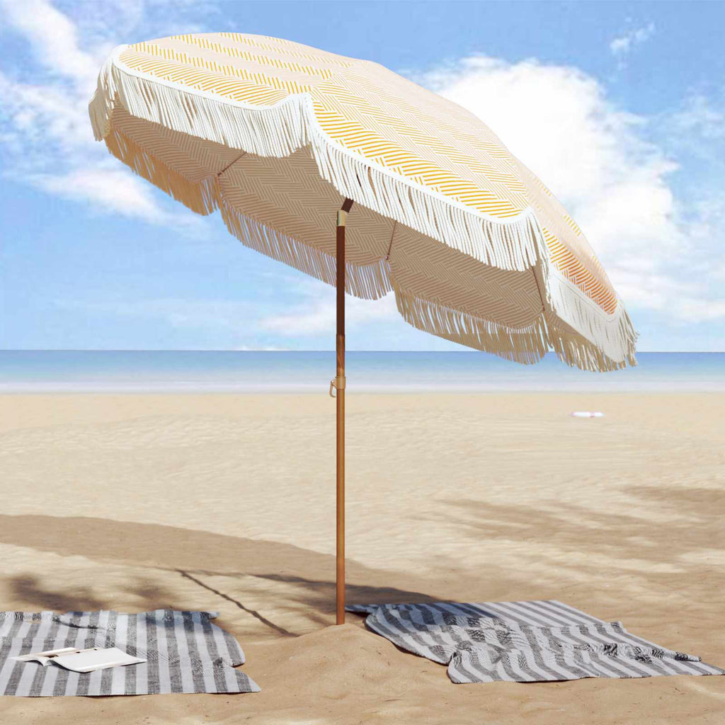 Strandparasol Gelb und Weiß 205 x 205 x 210 cm