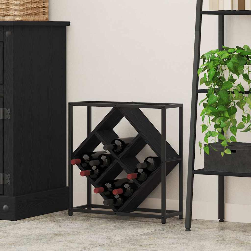 Weinregal Schwarz Eichen-Optik 51 x 18 x 52,5 cm Holzwerkstoff