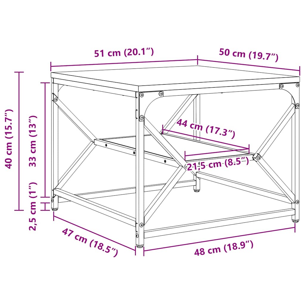 Couchtisch Altholz 51 x 50 x 40 cm Ingenieure Holz und Stahl