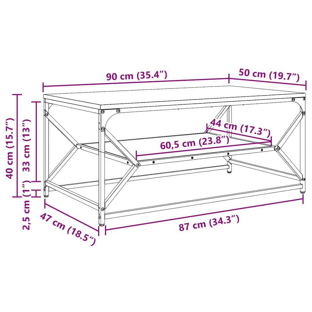 Couchtisch Artisan-Eiche 90 x 50 x 40 cm