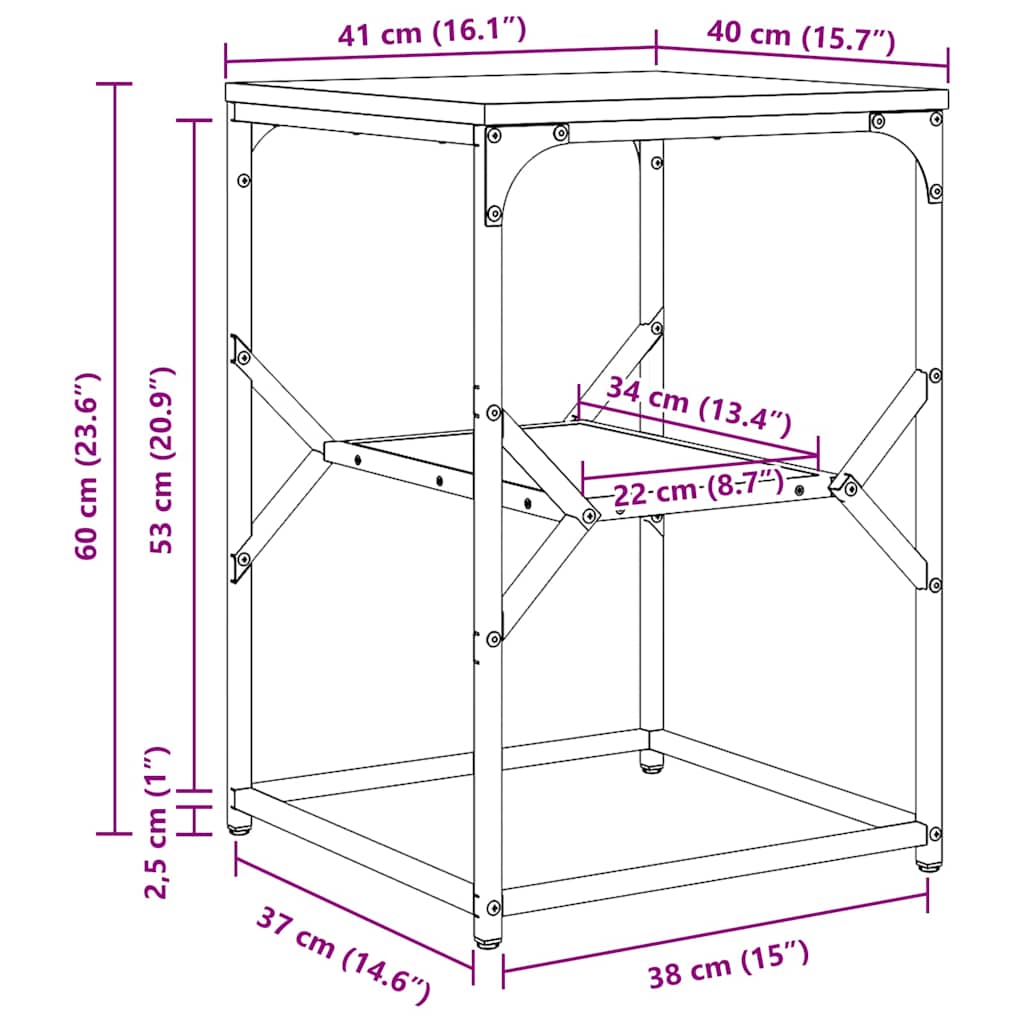 Beistelltisch Altholz 41 x 40 x 60 cm Ingenieure Holz und Stahl