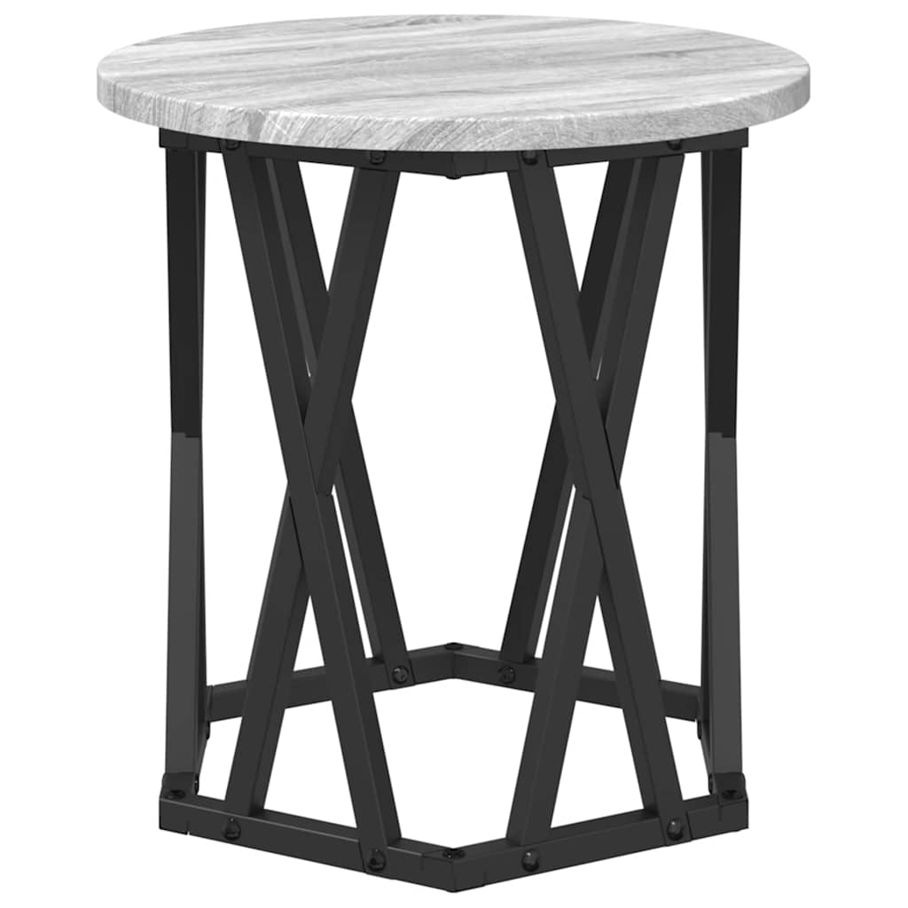 Beistelltisch 2 pcs Graues Sonoma Ingenieure Holz und Stahl