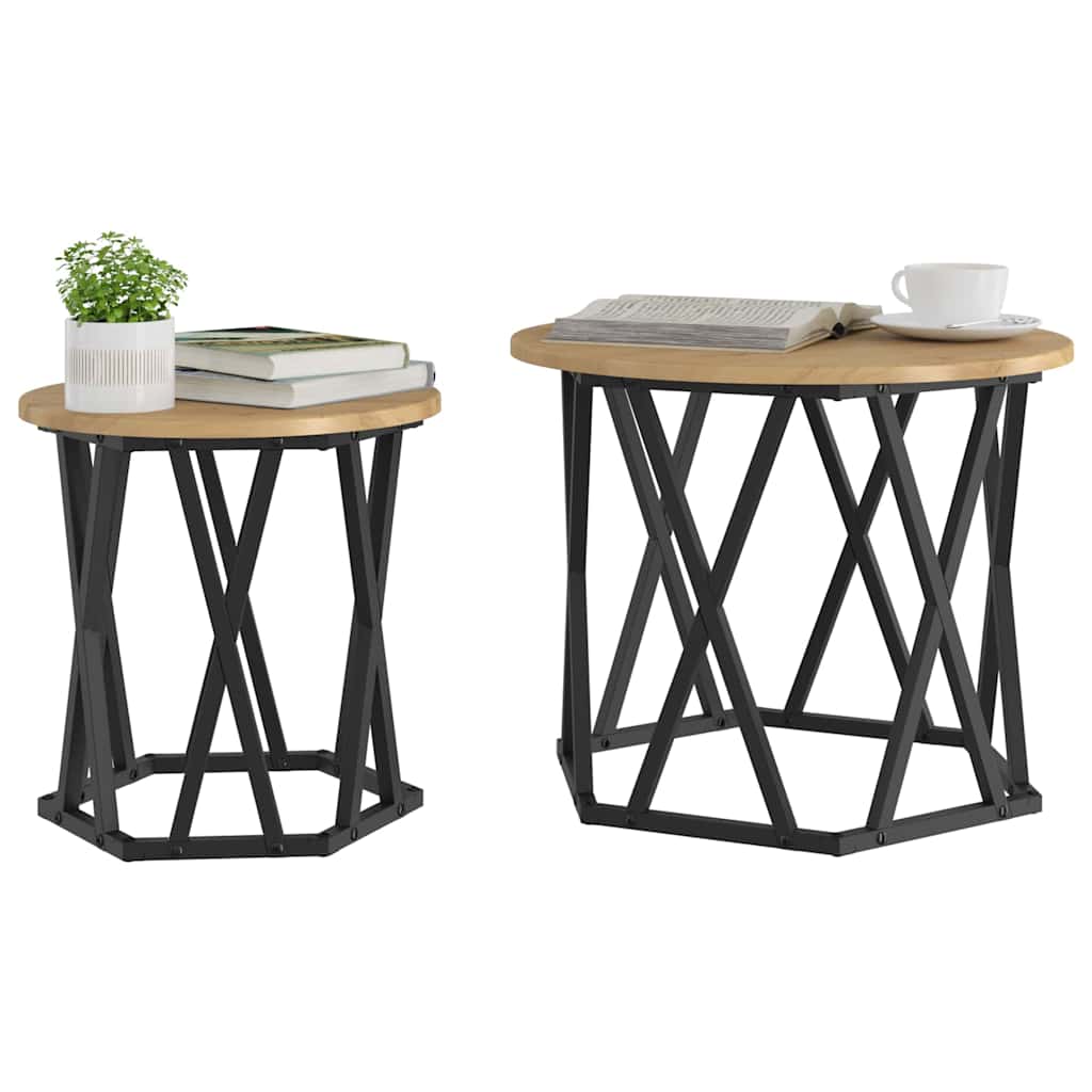 Beistelltisch 2 pcs Artisan-Eiche Ingenieure Holz und Stahl