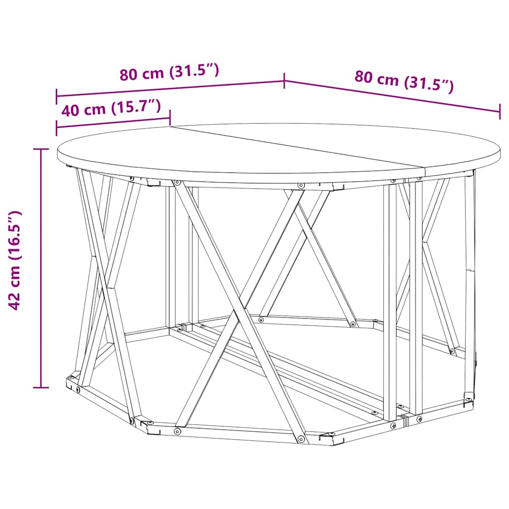 Couchtisch Altholz 80 x 80 x 42 cm Ingenieure Holz und Stahl