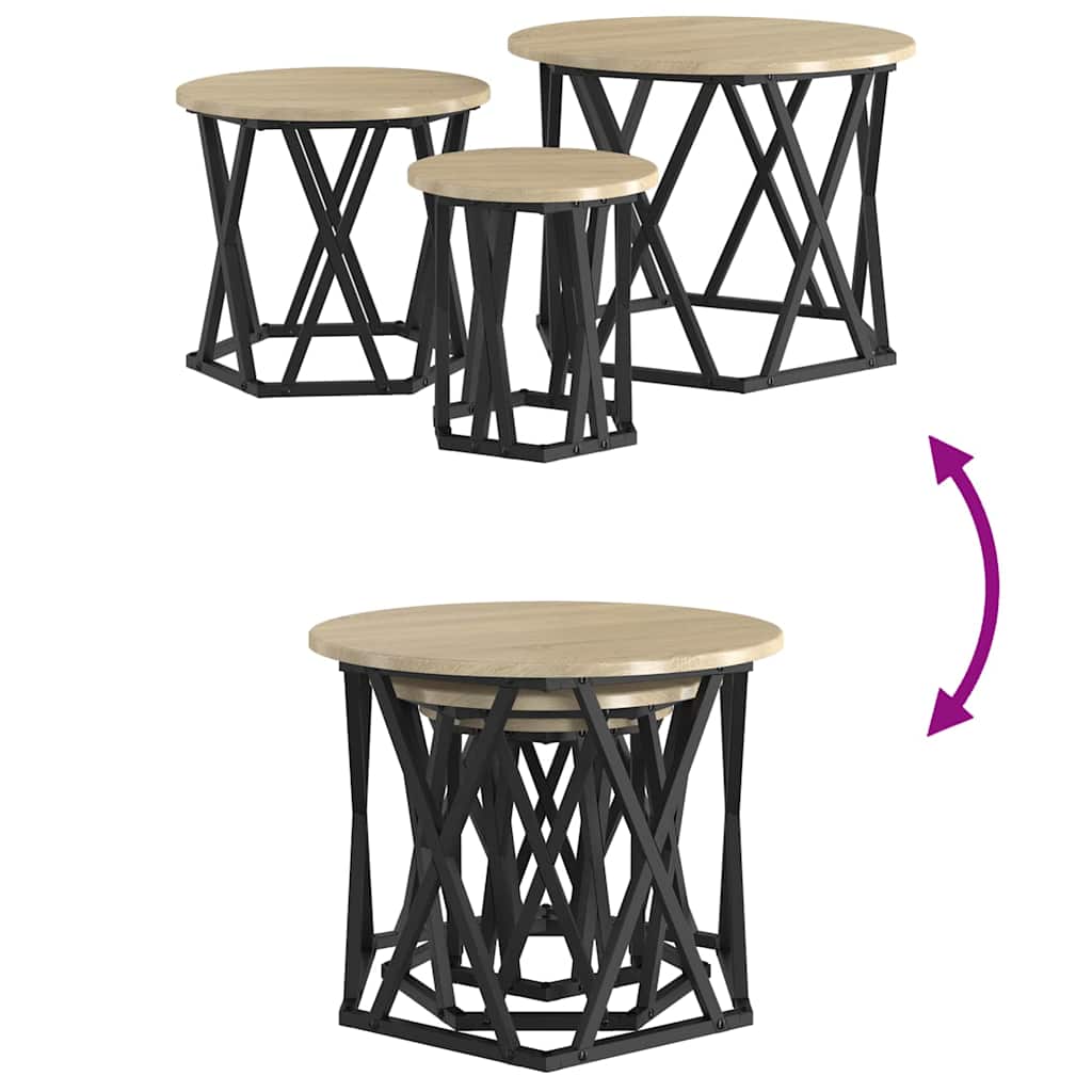 Nesting Beistelltisch 3 pcs Sonoma-Eiche