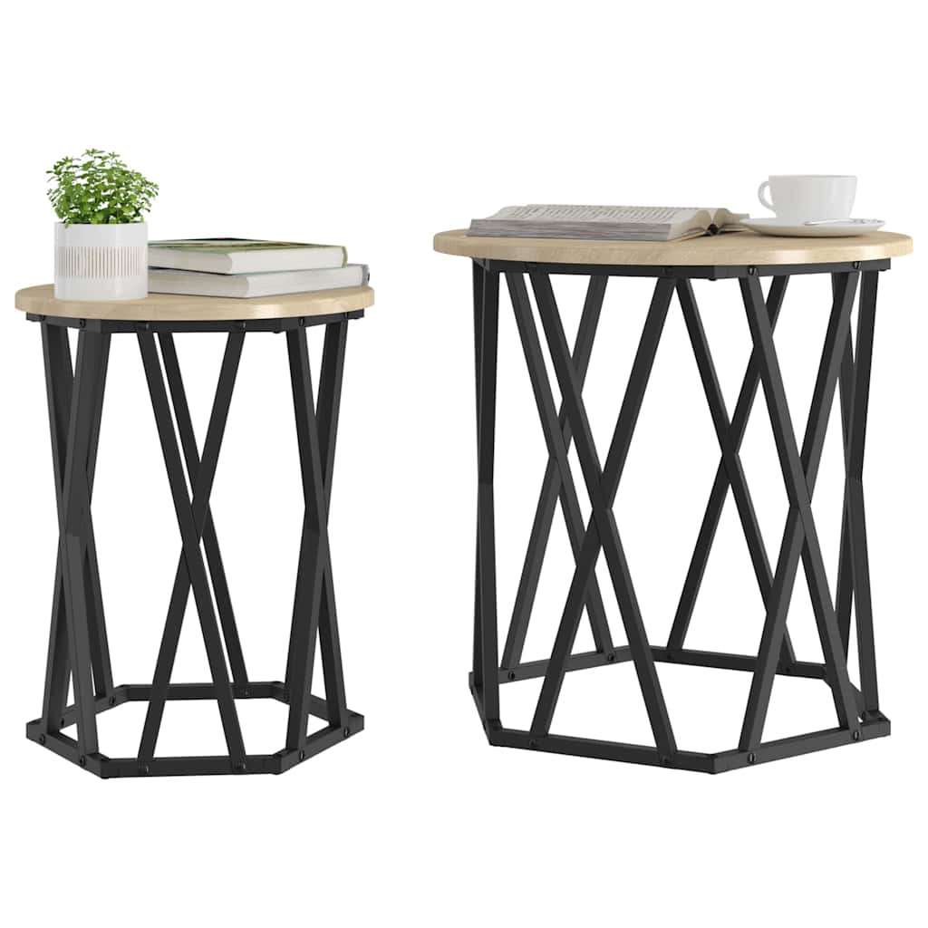 Couchtisch 2 pcs Sonoma-Eiche Ingenieure Holz und Stahl
