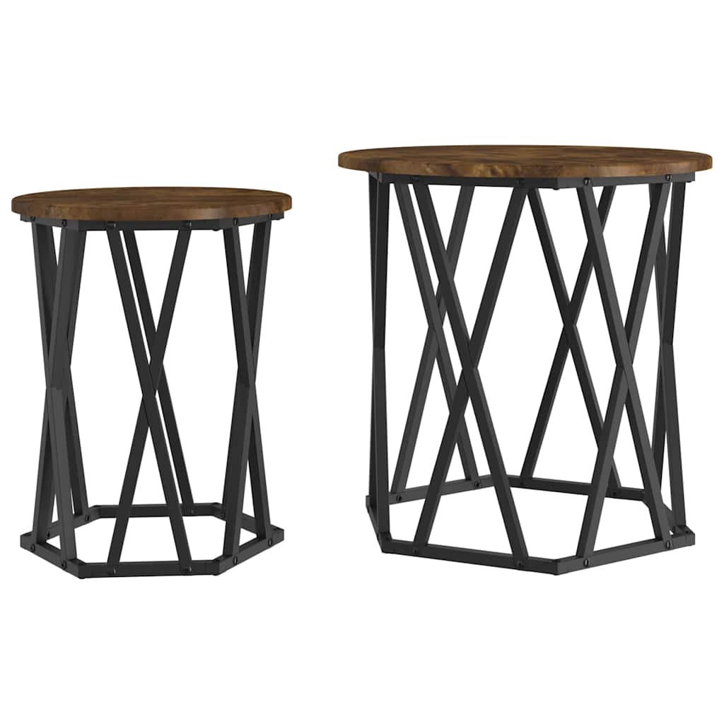 Couchtisch 2 pcs Geräucherte Eiche Ingenieure Holz und Stahl