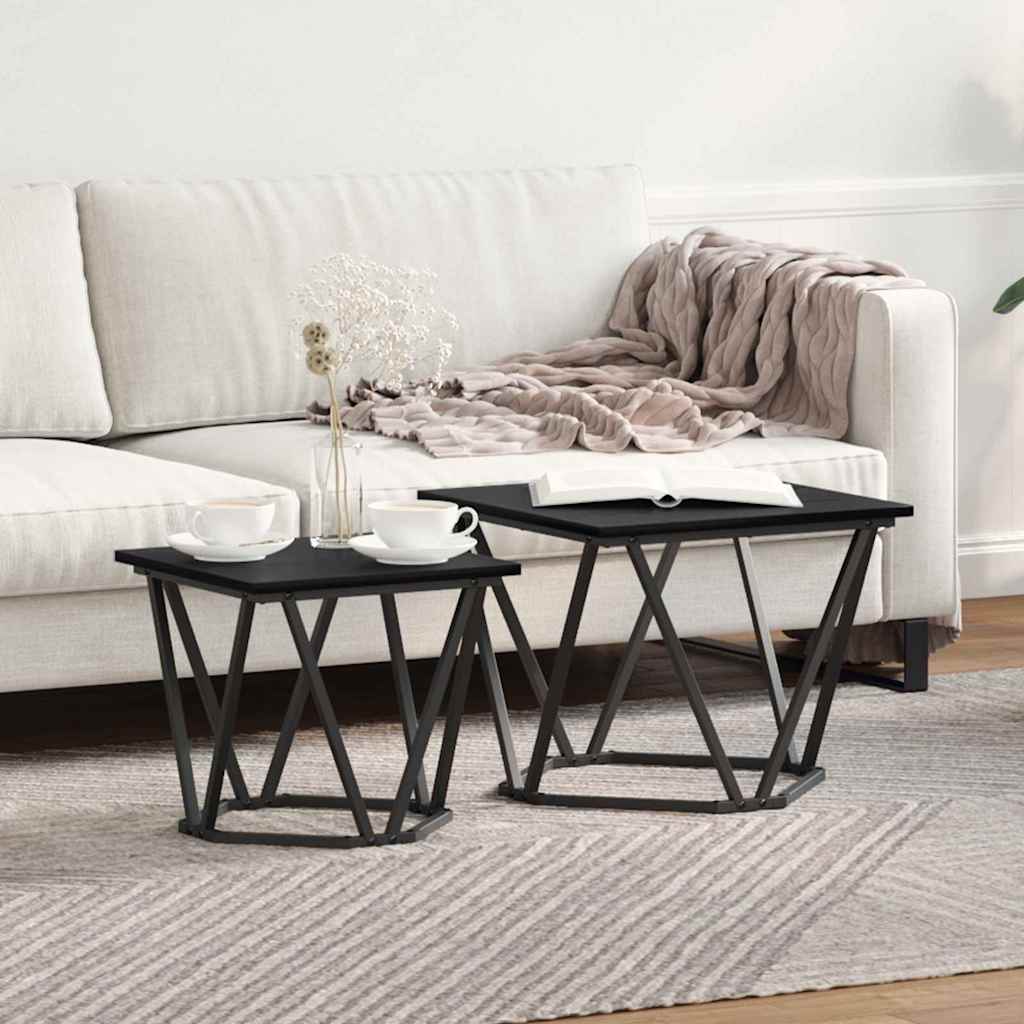 Beistelltisch-Set 2 pcs Schwarze Eiche 50 x 50 x 40 cm