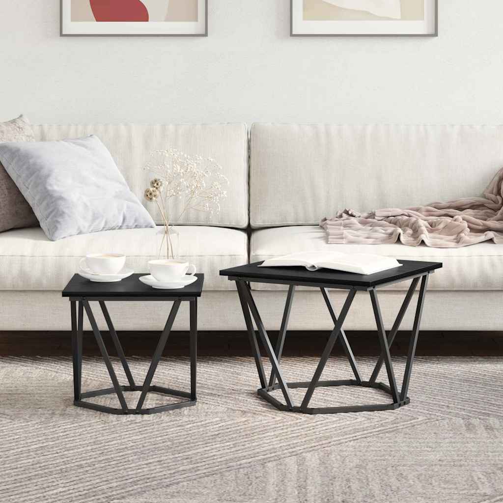 Beistelltisch-Set 2 pcs Schwarze Eiche 50 x 50 x 40 cm