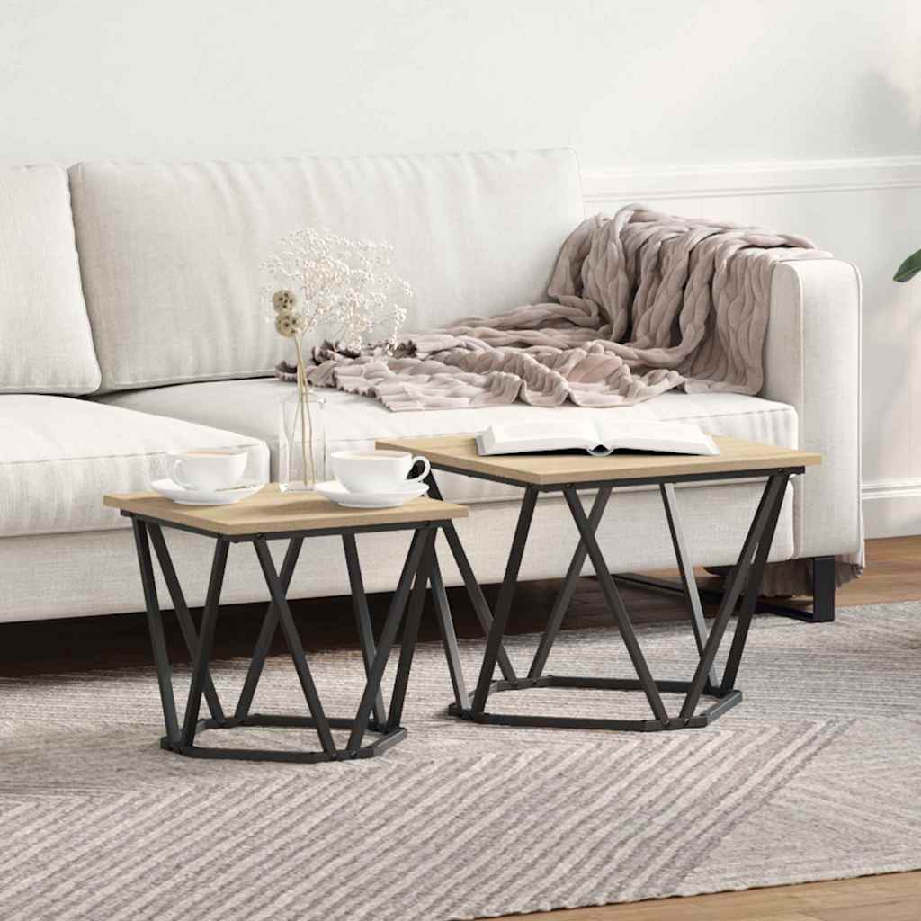 Beistelltisch-Set 2 pcs Sonoma-Eiche Ingenieure Holz und Stahl