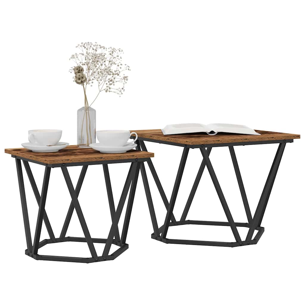 Beistelltisch-Set 2 pcs Altholz Ingenieure Holz und Stahl
