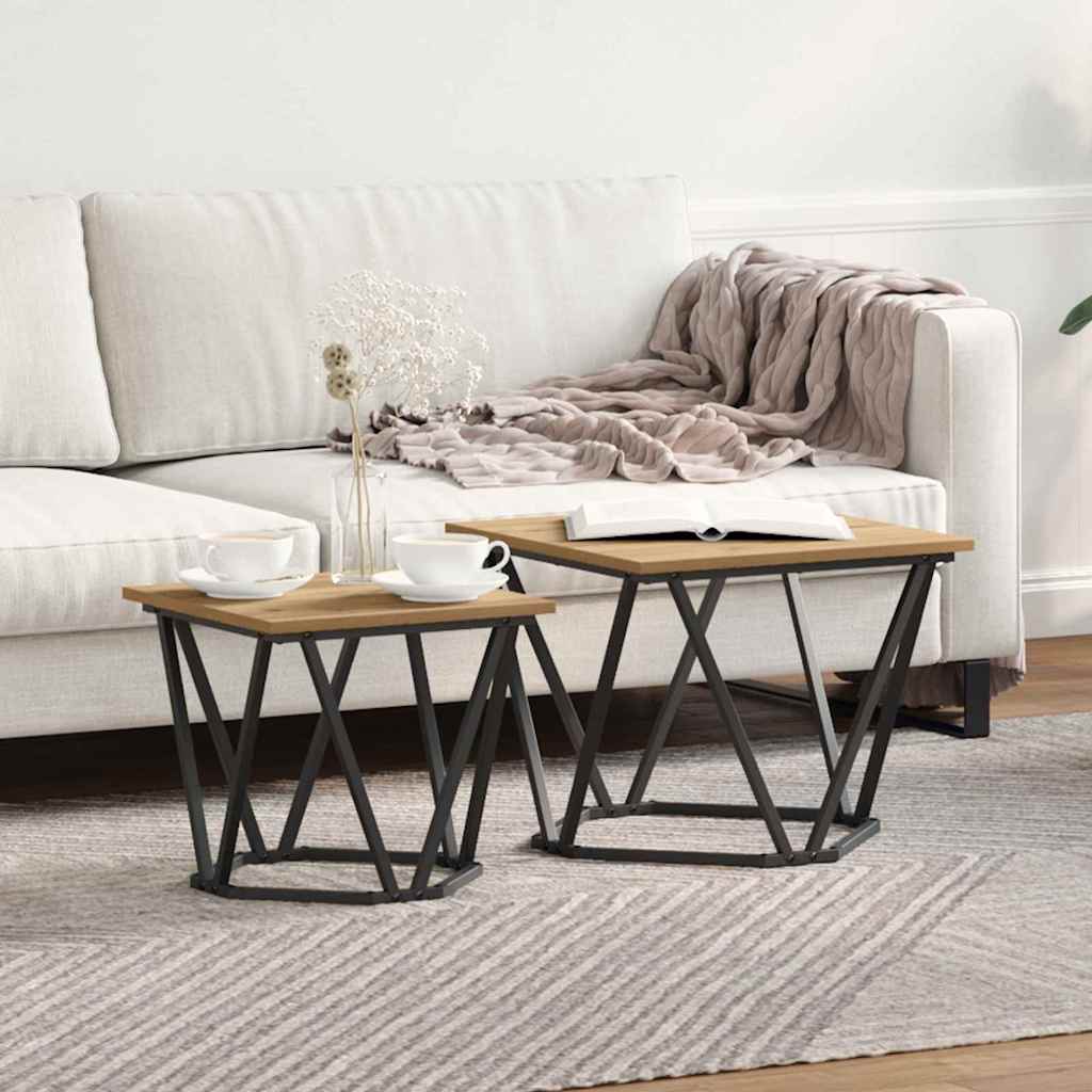 Beistelltisch-Set 2 pcs Artisan-Eiche Ingenieure Holz und Stahl